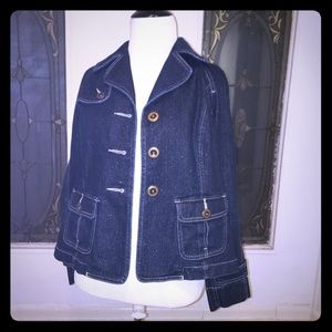 Ruby Rd. Petite short denim trench jacket